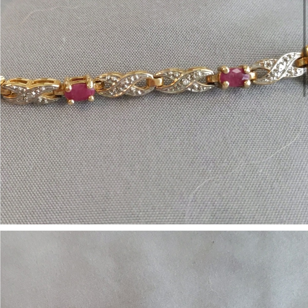 Elegant Gold and Ruby Gold plated over sterling silver 925 Bracelet